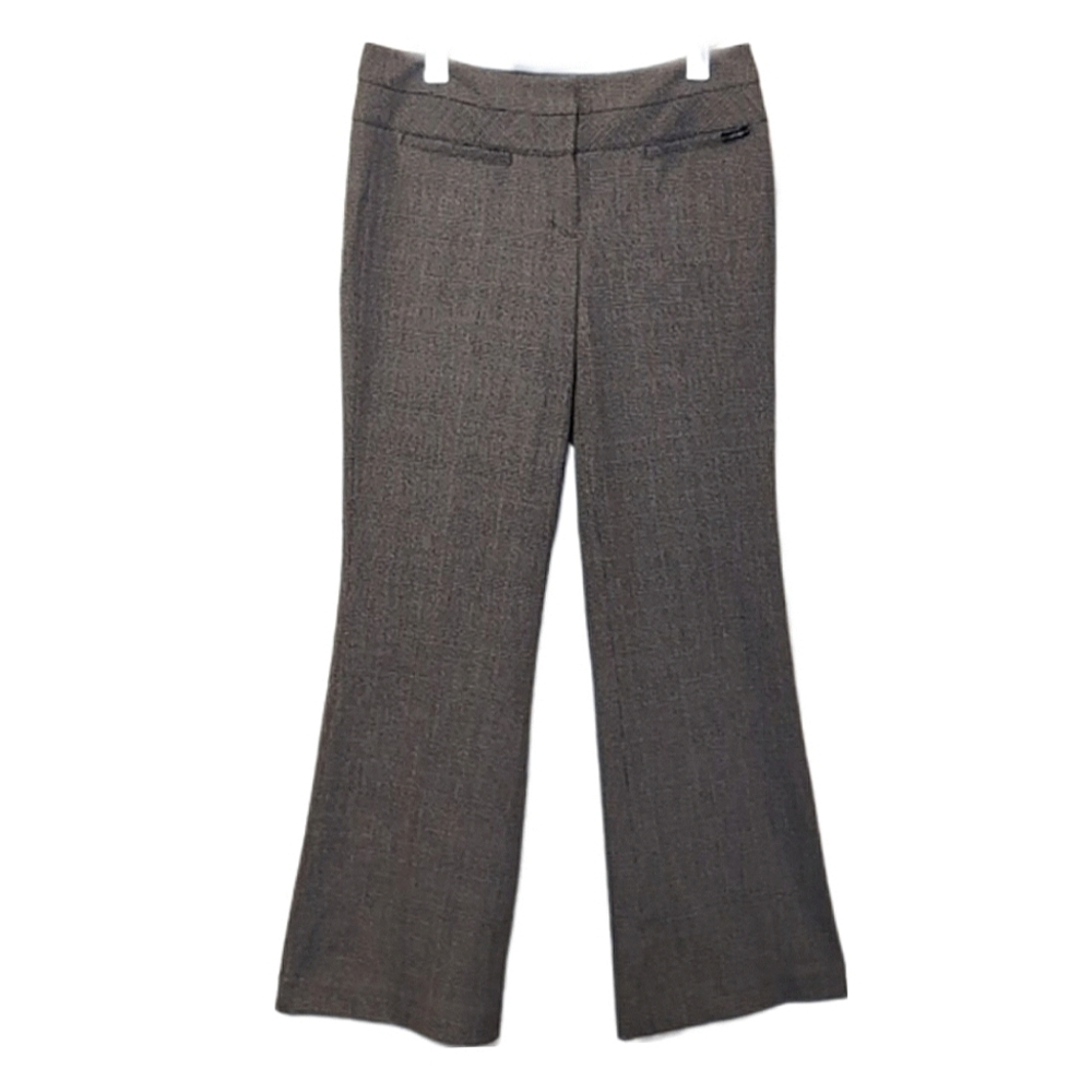 Express Editor Flare Leg Pants Houndstooth Plaid Flap Pocket Business Size 6